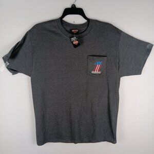 Harley Davidson Motorcycle Biker T Shirt L Gray Michigan City Indiana Lighthouse